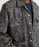 Open Collar Nep Tweed Shirt