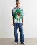 Cat Print Tie Dye Polo Shirt