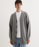 Oversized Embroidered Logo Cardigan