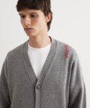 Oversized Embroidered Logo Cardigan